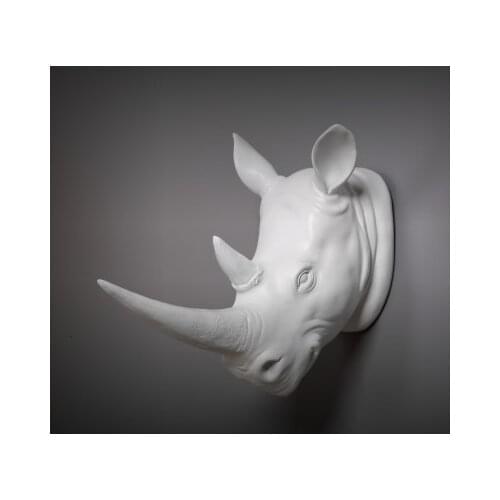 Rhinoceros head wall hanging animal head Nordic style Decorative hanging home living room soft decoration art wall hanging