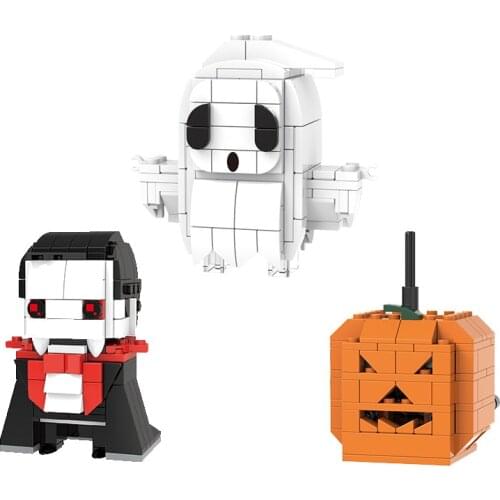 City Creative Series Halloween Pumpkin Lantern Ghost Decoration Props Figures Building Block Toy Model