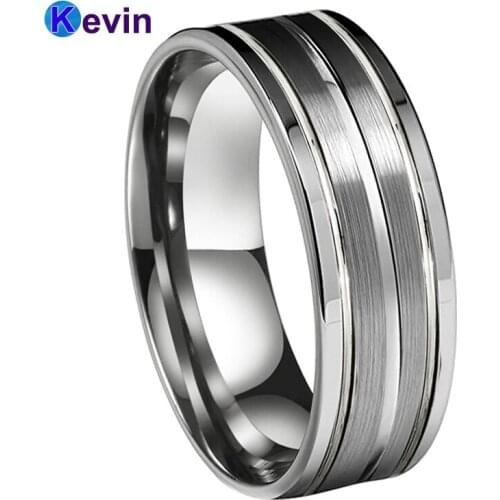 Women Men Ring Tungsten Carbide Ring With Center Stripe Polish And Brush Finish Comfort Fit