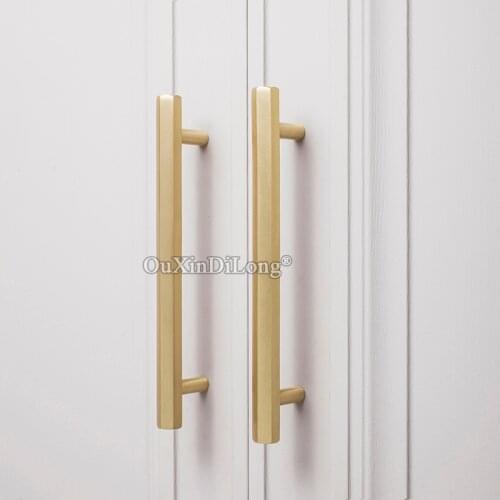 European 2PCS Solid Brass T-bar Furniture Handles Drawer Pulls Cupboard Wardrobe Kitchen Shoe TV Cabinet Pulls Handles and Knobs