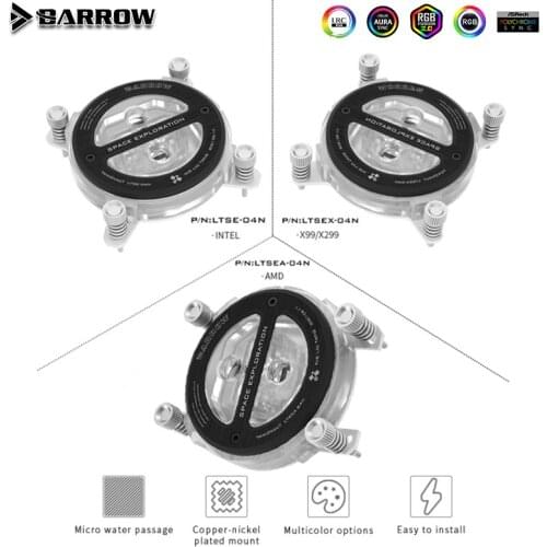 Barrow PC Water Cooling CPU Block For Intel X99 AMD,Acrylic/POM CPU Cooler Liquid For Cooling System Micro Waterway LTSE-04N