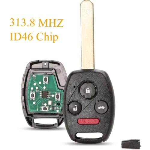 Kutery 4 Buttons Smart Remote Car Key Fob 313.8Mhz ID46 For Honda Accord 2003 2004 2005 2006 2007 OUCG8D-380H-A