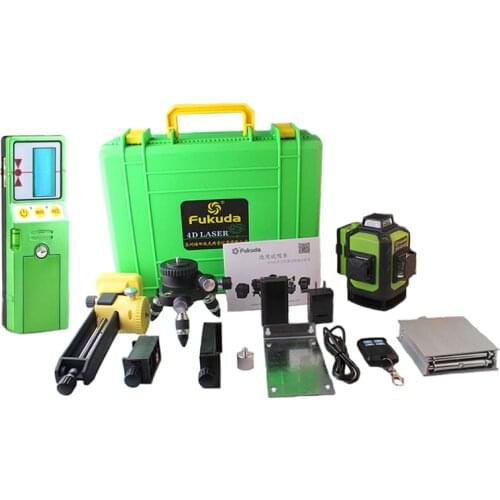 Fukuda Professional 16 Line 4D laser level Green Beam 360 Vertical And Horizontal Self-leveling Cross with outdoor Receiver