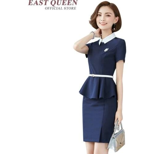 Summer women elegant skirt suits short sleeve women office skirt suit peplum top women two piece set S-XXXL NN0559 HQ