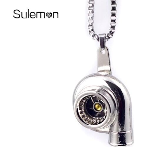 Mini Turbocharger Necklaces Metal Car Parts Pendant Stainless Steel Necklaces Men Torque Auto Necklaces Jewelry SN90