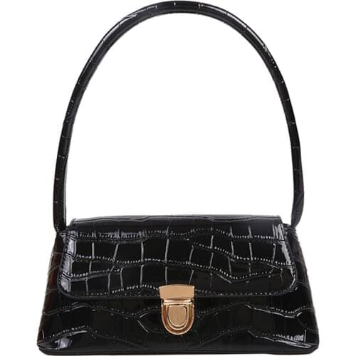 Fashion Women Stone Pattern PU Leather Pure Color Shoulder Underarm Bag Casual Ladies Top-handle Small Handbags Flap Purse