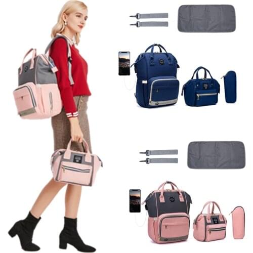 Fashion Stroller Bag for Baby Protable Travel Baby Backpack for Mommy with USB Charging Port Baby Bag with Nappy Changing Pad