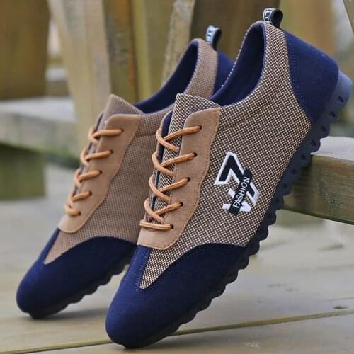 Mens Casual Shoes New Breathable Mesh Flat Shoes Mens Loafers One-step Mens Driving Shoes Sports Shoes Lace-up Mens Shoes