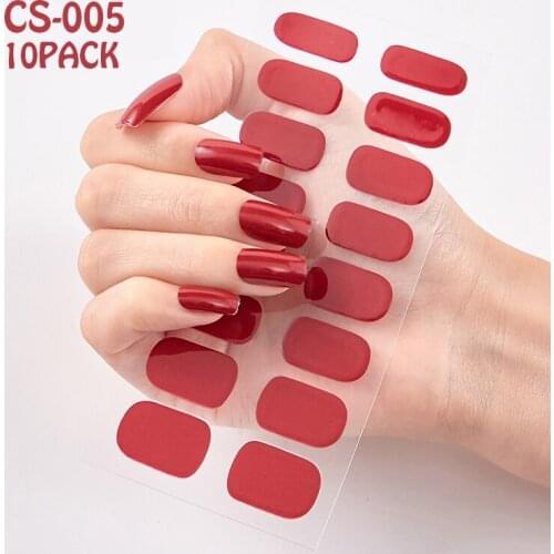 10pcs/set CS Series Pure Color Nail Art Stickers Tips Polish Waterproof Full Cover Unas Adhesive Wraps DIY Manicure Decorations
