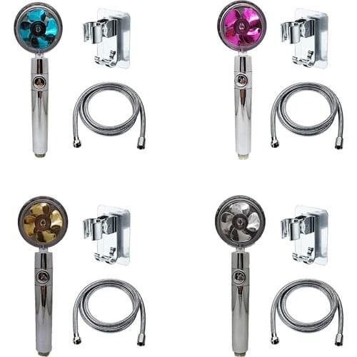 Shower Head Water Saving Flow 360 Degrees Rotating With Small Fan ABS Rainfall High Pressure Spray Nozzle Bathroom Accessories