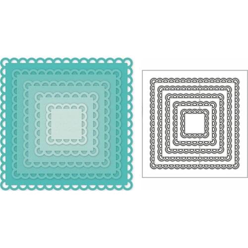 New Nesting Scalloped Square Frame Background 2020 Metal Cutting Dies for Scrapbooking and Card Making Embossing Craft No Stamps