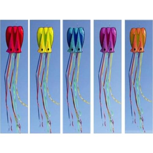 3D Large Soft Octopus Shape Beach Kite with Line Reel Frameless Entertainment Sports Family Outdoor Activity Supply