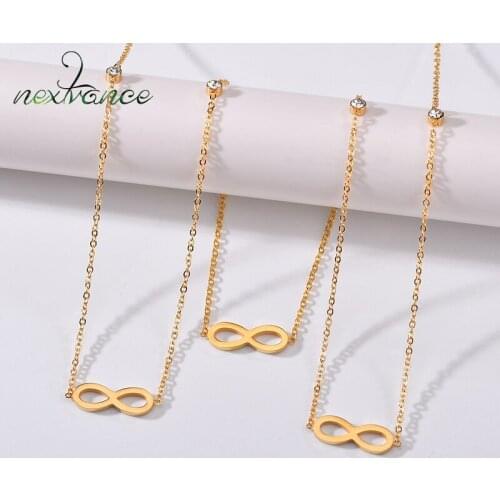 Nextvance Charm Infinity Chain Necklace Cubic Zirconia Stone Infinity Symbol Necklace Stainless Steel Love Necklaces