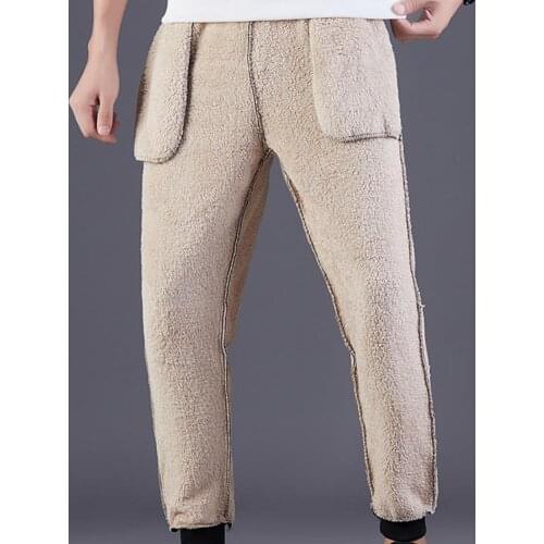 Thick Pants Large Size Solid Color Anti-shrink Straight Tight Winter Pants