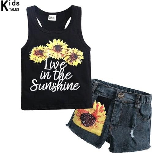 RT059 Girls Clothing Sets New 2020 Summer O-neck Sleeveless T-Shirt + Pants 2 pcs Children Clothing Sets baby kids Clothes