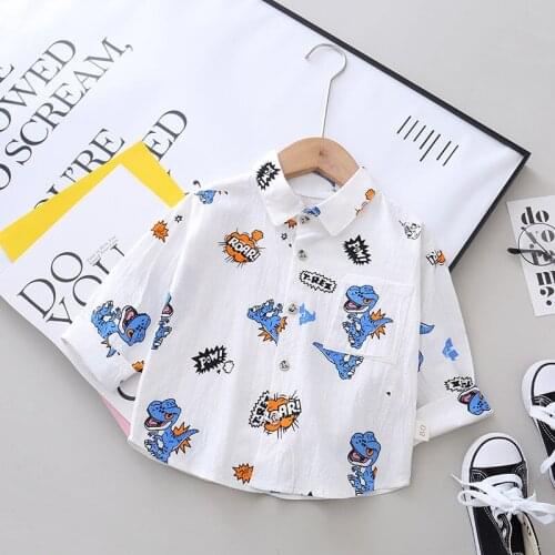 Spring Autumn Kids Shirt Cotton Long Sleeve full print Dinosaur Blouses Casual Shirts Children Clothing Boy Girl SHIRT Clothes