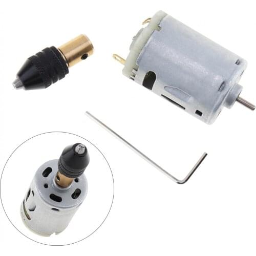 DC 12-24V Mini 385 Motor Hand Drill 16000RPM Multifunction Three-jaw Chuck and Wrench for PCB Wood Plastic Cardboard Hole Saw