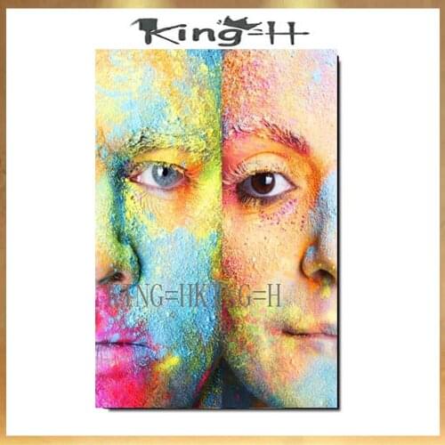 Hand-painted oil paintings of the figures of modern two-faced men in the lobby bedroom of the hotels large mural