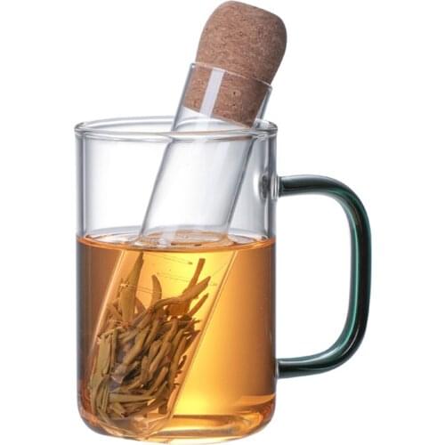 Glass Tea Infuser Empty Bottle Mini Transparent Tea Strainer Cork Glass Bottle Tube Brewing Test Tube Tea Infuser Kitchen Tools