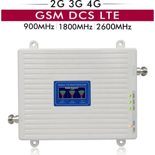 65dB Gain LCD Display 2G 3G 4G Triple Band Booster GSM 900+DCS/LTE 1800+FDD LTE 2600 Cell Phone Mobile Signal Repeater Amplifier