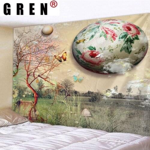 GREN Tapestry Planet Egg Wall Rugs Wall Hanging Covering Fabric Mural Background Cloth Towel Beach Fabric Blanket Living Decor