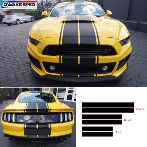 Racing Sport Styling Stripes Vinyl Decal For Ford Mustang GT Car Hood Roof Tail Whole Sticker Auto Body Decor Decals