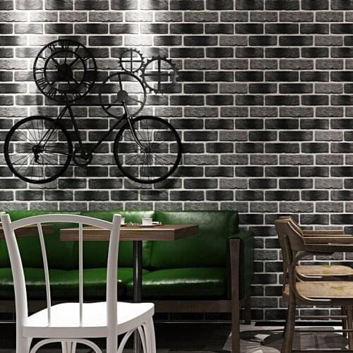 Vintage Huai Old 3D Stereo Antique Brick Brick Brick Pattern Wallpaper Cafe Bar Restaurant Blue Brick Red Brick Wallpaper