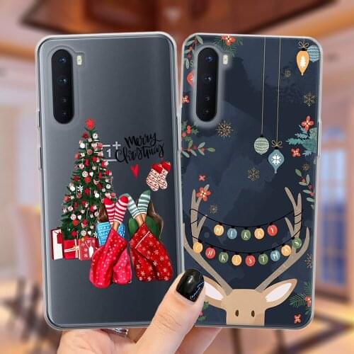 Merry Christmas Santa Claus Elk Protective Case For Coque OnePlus 7 8 9 Pro 7T 8T Nord CE N200 N100 N10 5G Soft Silicone Cover
