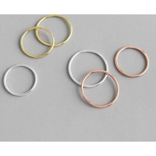 1.2MM Fashion Brief Rings Top Quality Sterling Silver 100% S925 Joints Jewelry For Women Minimalism Smooth Surface Line Rings