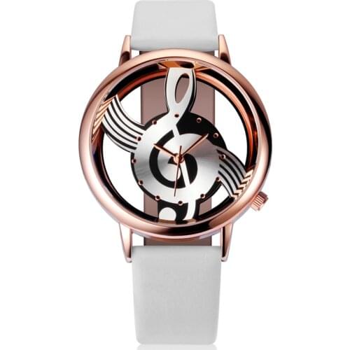 Hot Woman Quartz Analog Hollow Musical Note Style Leather WristWatch Fashion Ladies Gift Casual Watches Female Relogio Feminino