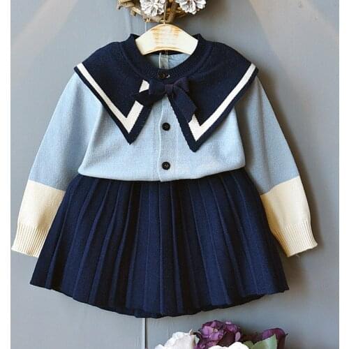 Toddler Clothes Set Autumn Winter Knitted Sweater + Skirt Two Piece Girls Christmas Outfits Princess Kids Christmas Clothing