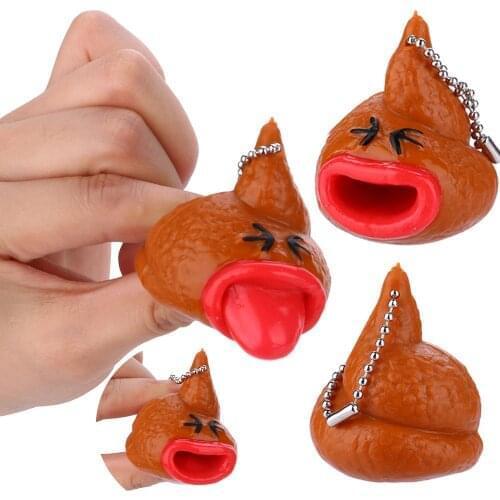 1pcs Poo Emoticon Fidget Toys Keychains Out Tongues Novelty Fun Little Tricky Prank Funny Gadgets Антистресс Squishy Toy