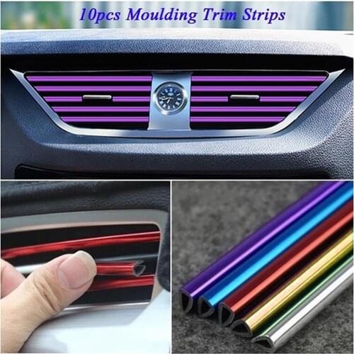 10Pcs 20cm Car Air Conditioner Outlet Decorative U Shape Moulding Trim Strips Auto Car Door Guard Edge Corner Protector