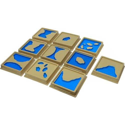 10Pcs Baby Toy Montessori Materials Geography Mould Land and Water Plastic Form Trays Set 1 Set 2 Early Childhood Education Kids
