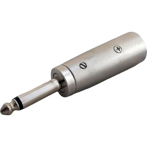1x Microphone Mic Audio Connector XLR 3 Pin Male To 1/4" 6.35mm Male Mono Plug Adapter Silver Straight
