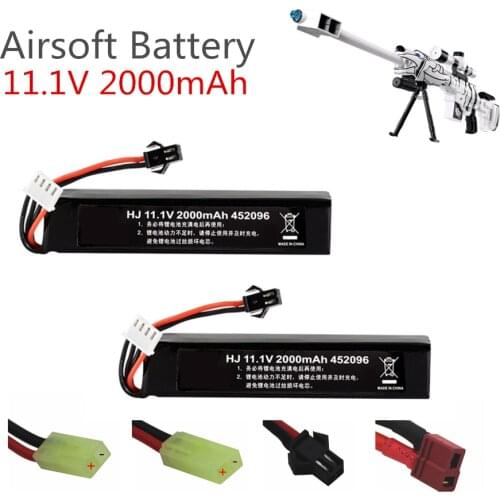 2PCS 11.1v Lipo Battery for Water Gun Airsoft 11.1V 3S 2000mAh 30C battery for Airsoft BB Air Pistol Electric Toys Guns Parts
