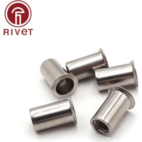 304 Stainless Steel Thread Rivet Nut Riveter Rivnut Insert Nutsert M3 M4 M5 M6 M8 M10 M12 for DIY Woodworking Tool 10PCS