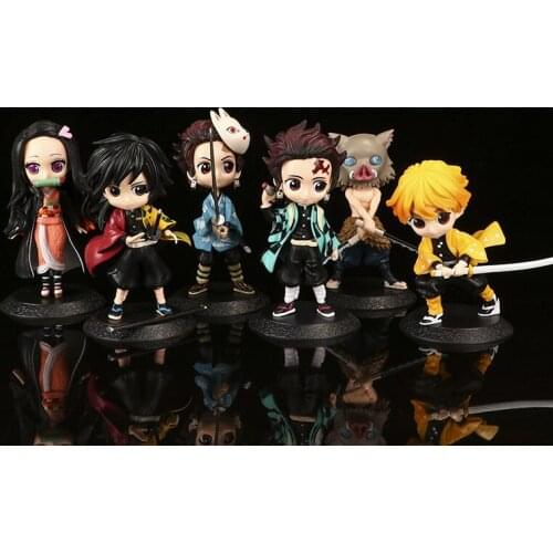 6PCS Big Size Anime Demon Slayer Kimetsu no Yaiba Dolls Kamado Tanjirou Nezuko Agatsuma Zenitsu Hashibira Inosuke PVC Toys