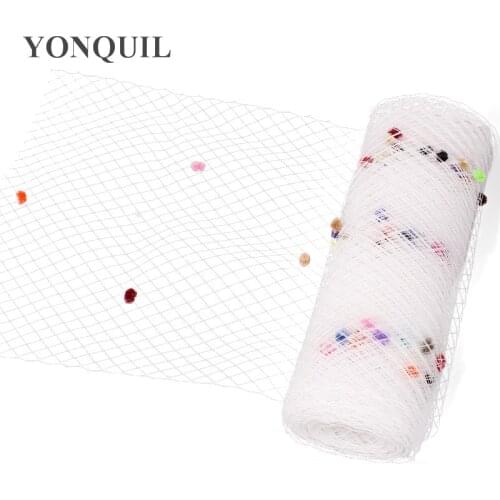 White Mix Dot Birdcage Veil 25CM Width Bridal Netting Party Headwear Millinery Veils DIY Hair Accessories Hat or Multiple Colors