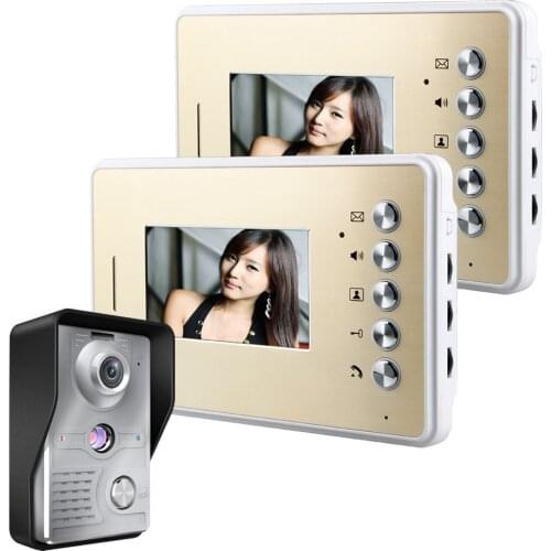 Free Shipping! MOUNTAINONE 4.3 Inch Video Door Phone Doorbell Intercom Kit 1-camera 2-monitor Night Vision