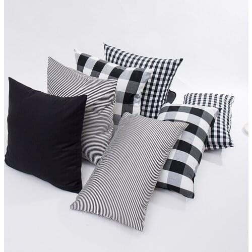 Plaid Striped Polyester Cotton Canvas Cushion Cover Pillow Case Black Chair Sofa Home Decor Throw Pillow Cover 45x45/30x50cm