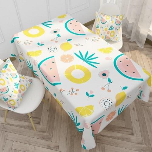 Home Tablecloth Fruit Printing Cotton Linen Rectangular Squer Dustproof Table Cover Plant Series Durable Household Table Cloth
