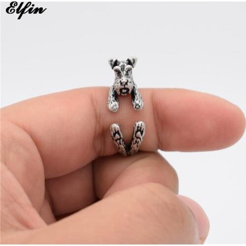 Elfin Vintage Animal Schnauzer Adjustable Ring Fashion Women Men Jewelry Couple Promise Rings World of Warcraft