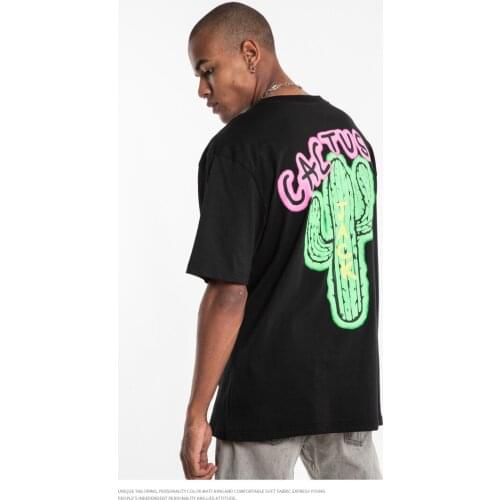 New Mens And Womens Short-Sleeved T-Shirt, Loose And Stylish Black Harajuku Print, CACTUS JACK Print Kanye West Mens Clothing