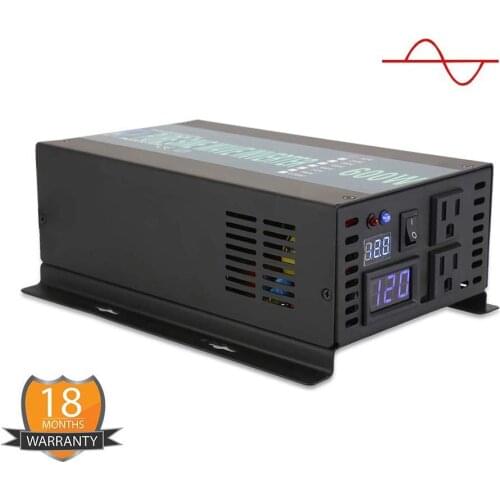 Pure Sine Wave Inverter 600Watt 12V 24V 36V 48V 72V 96V DC to110V 120V 220V 230VAC Power Converter 1200W Surge for home system