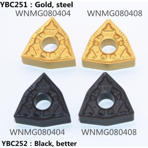 10pcs WNMG080404 WNMG080408 M PM YBC251X YBC252X Gold Steel WNG432 LatherTools Carbide Inserts External Turning Tool