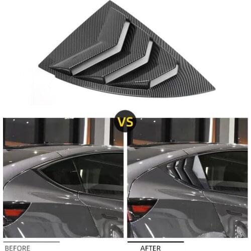 Carbon Black Side Window Louver Shutter Cover Trim Fit For Tesla Model Y 2017-2021 Decoration Sticker