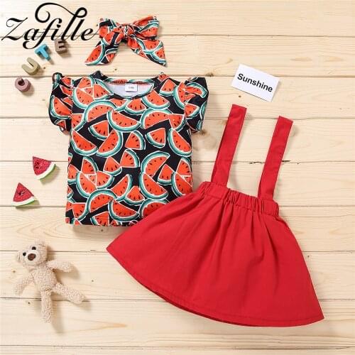 ZAFILLE Watermelon Baby Girl Skirt Set Pineapple Kids Clothes Girls Outfits Summer Toddler Girls Clothes Set Childrens Costume