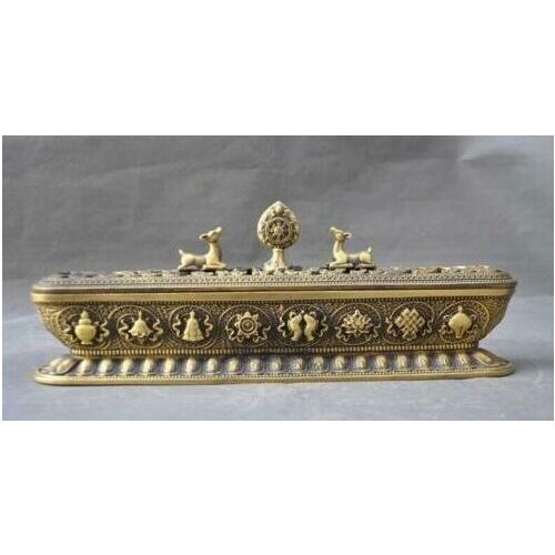 Tibet Tibetan Buddhism brass Eight treasures deer statue Incense burner Censer