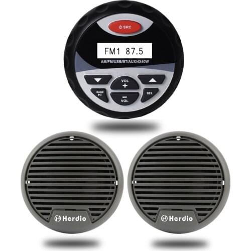 Marine Stereo Bluetooth Audio Waterproof Boat Radio Receiver USB MP3 AM/FM For ATV UTV Car Motorcycle Yacht 3 Marine Speakers